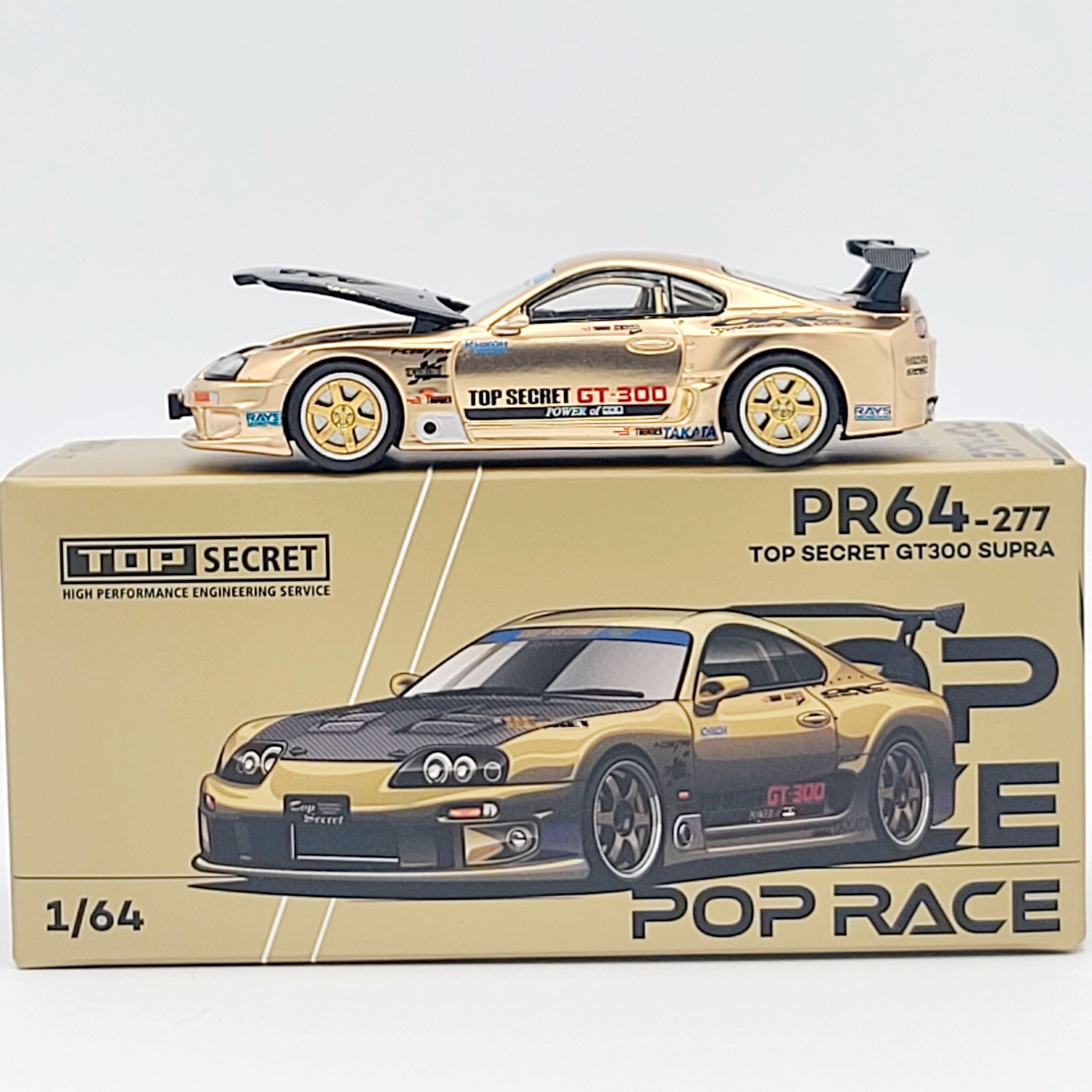 Pop Race Top Secret Toyota GT300 Supra - 1:64, Gold (2025 Limited Edition)
